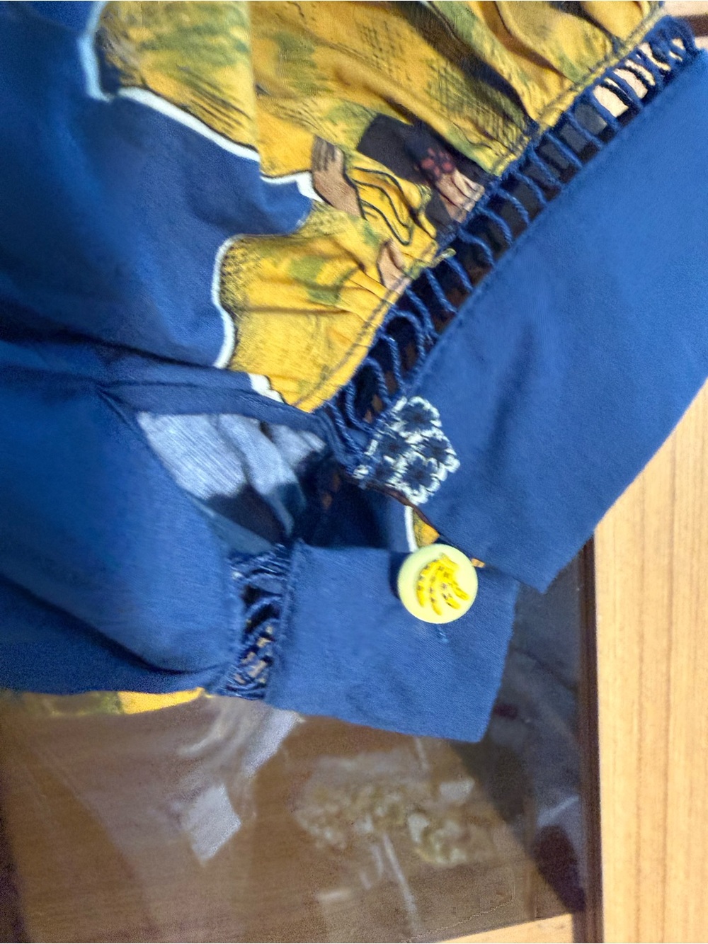 RARE FARM RIO Blue Floral Bananas 🍌 & Mermaids🧜🏼♀️ Midi Dress SIZE SMALL - Picture 4 of 12